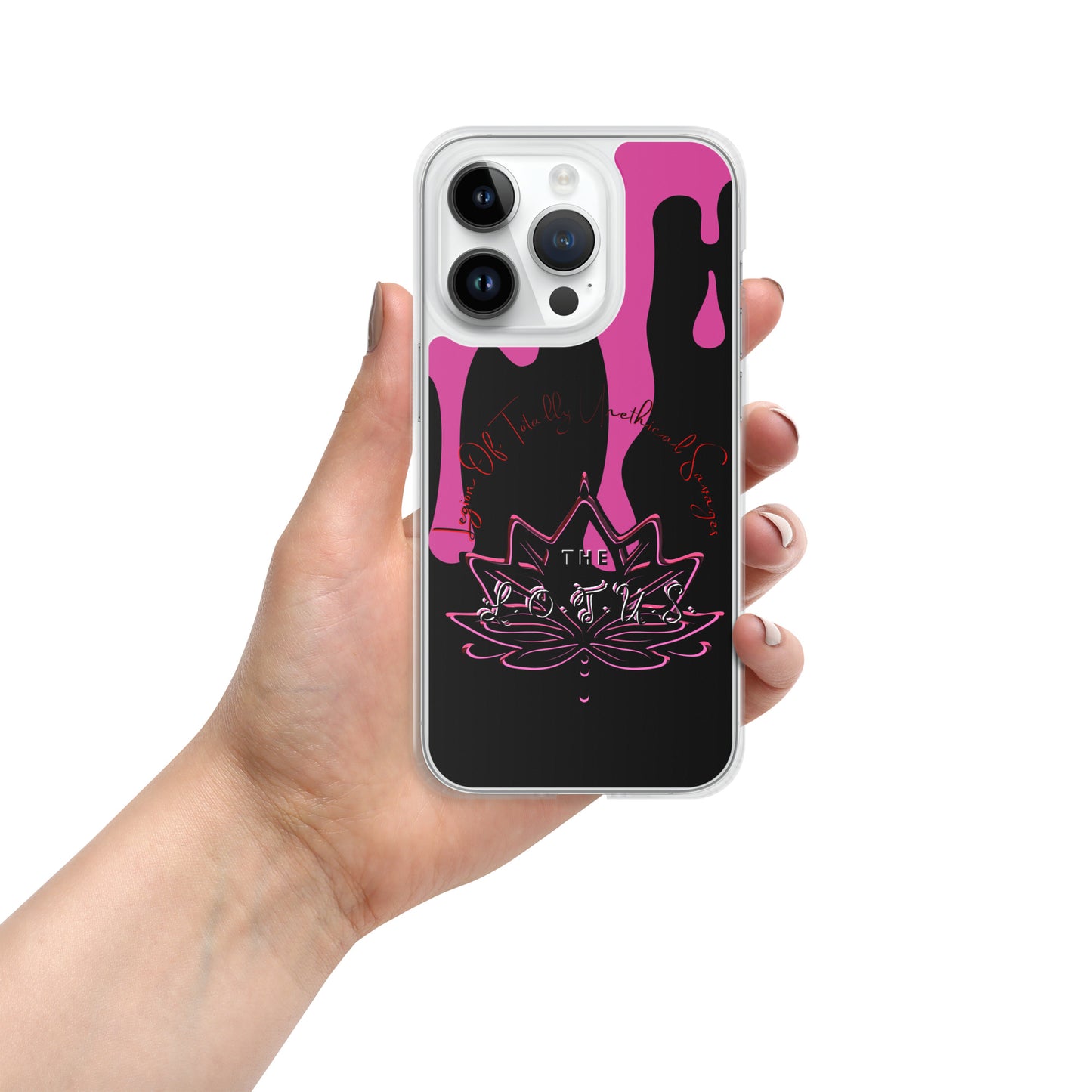 'The LOTUS' Pink Logo - Black Case for iPhone®