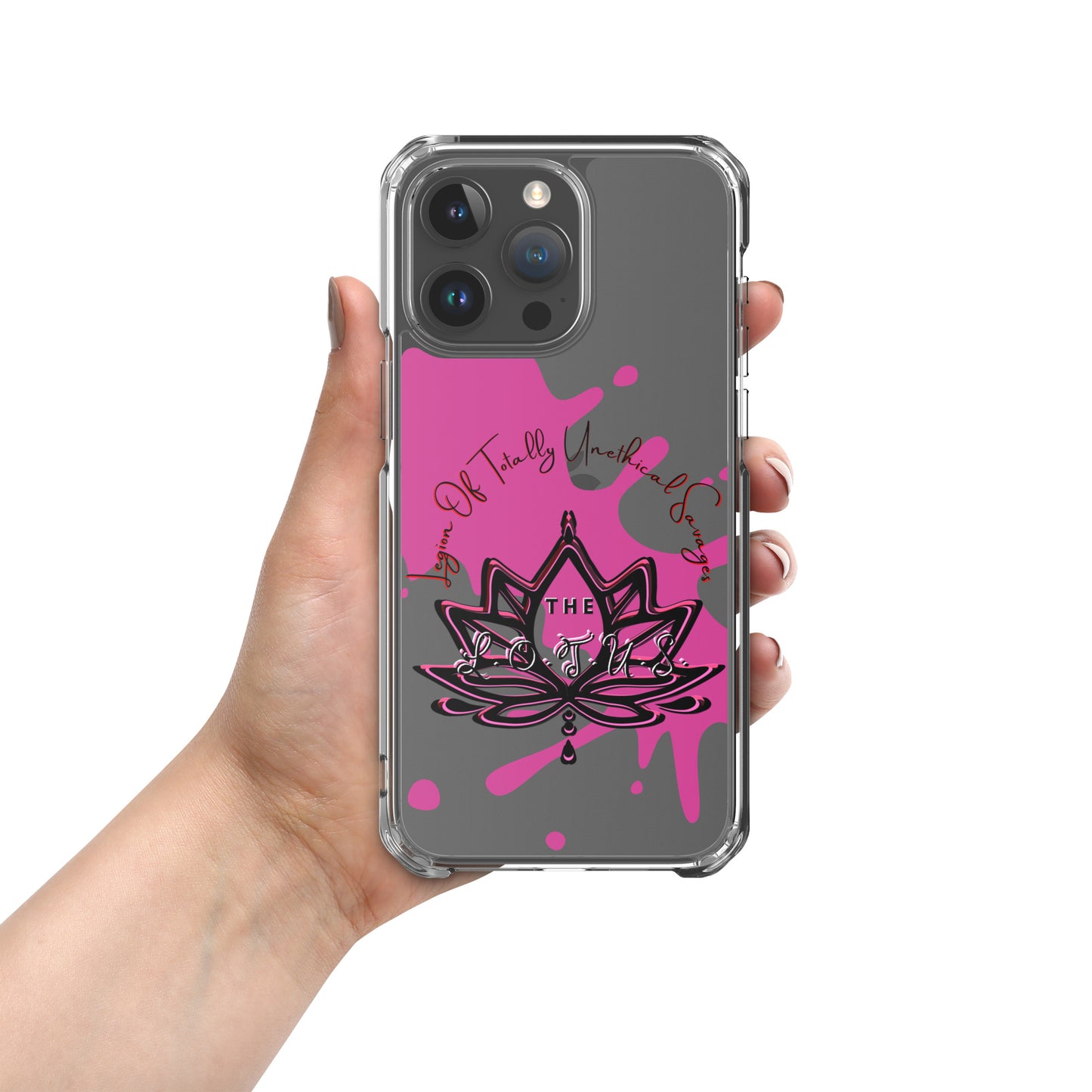 'The LOTUS' Pink Logo - Clear Case for iPhone®