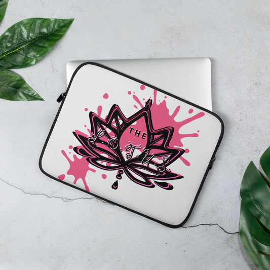 'The LOTUS' Pink Logo - White Laptop Sleeve