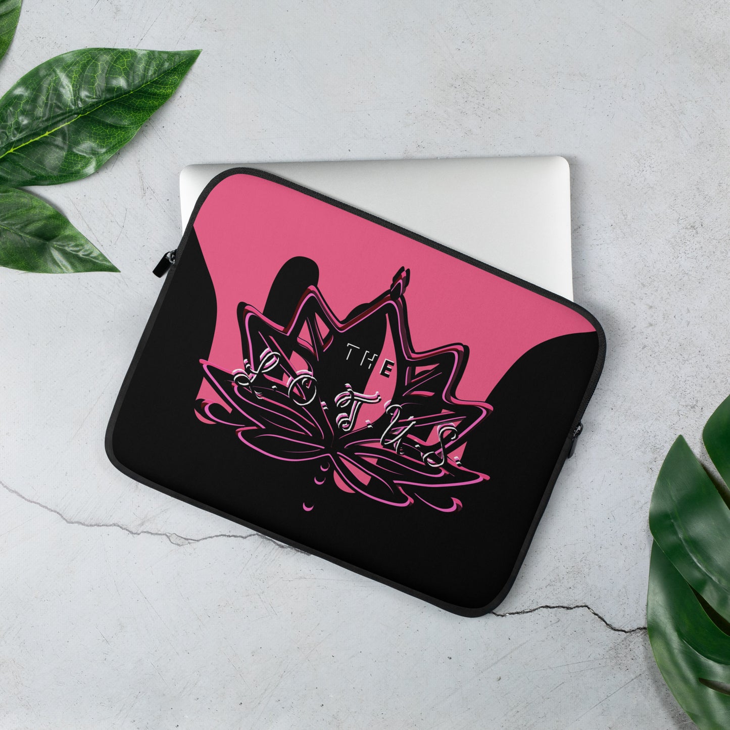 'The LOTUS' Pink Logo - Black Laptop Sleeve