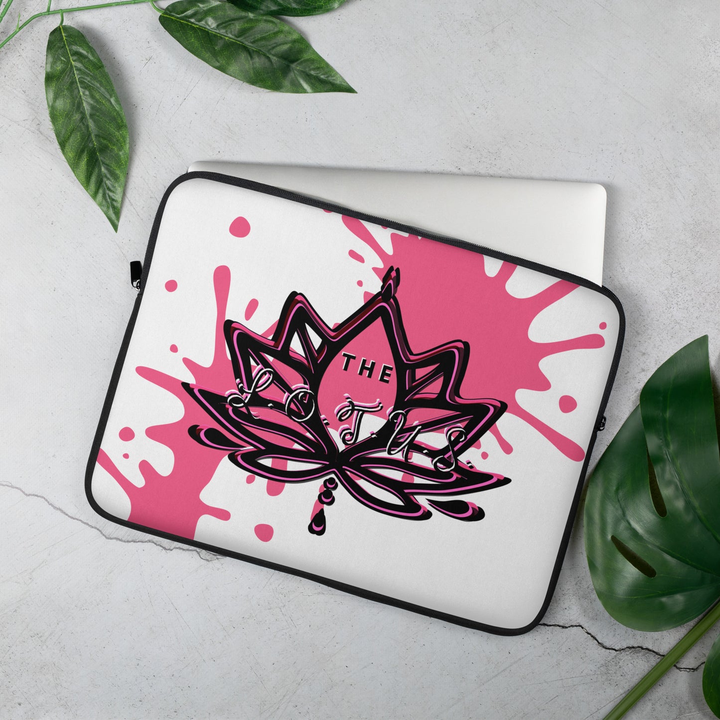 'The LOTUS' Pink Logo - White Laptop Sleeve