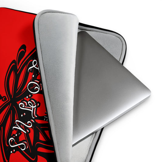 'The LOTUS' Dark Logo - Red Laptop Sleeve