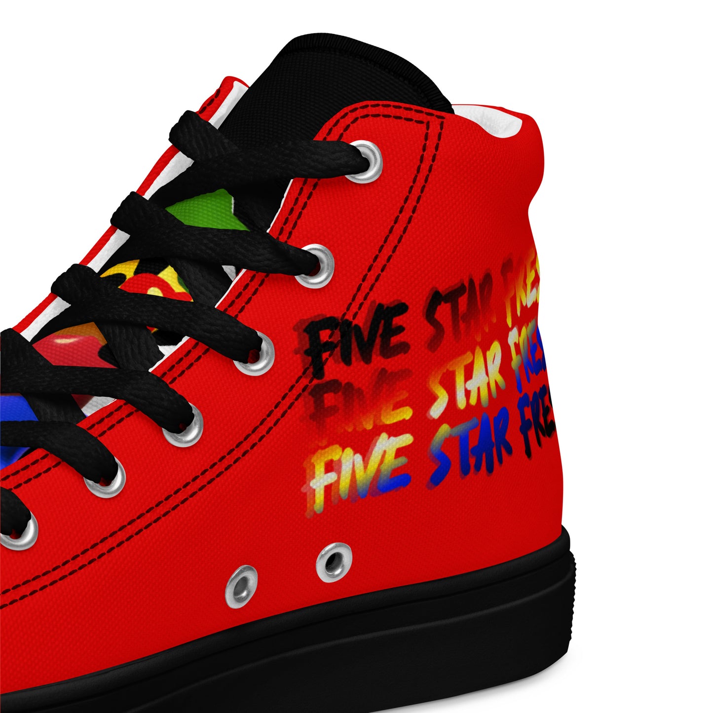 Men’s high top canvas shoes - FSF Stacked 'White Star' Red