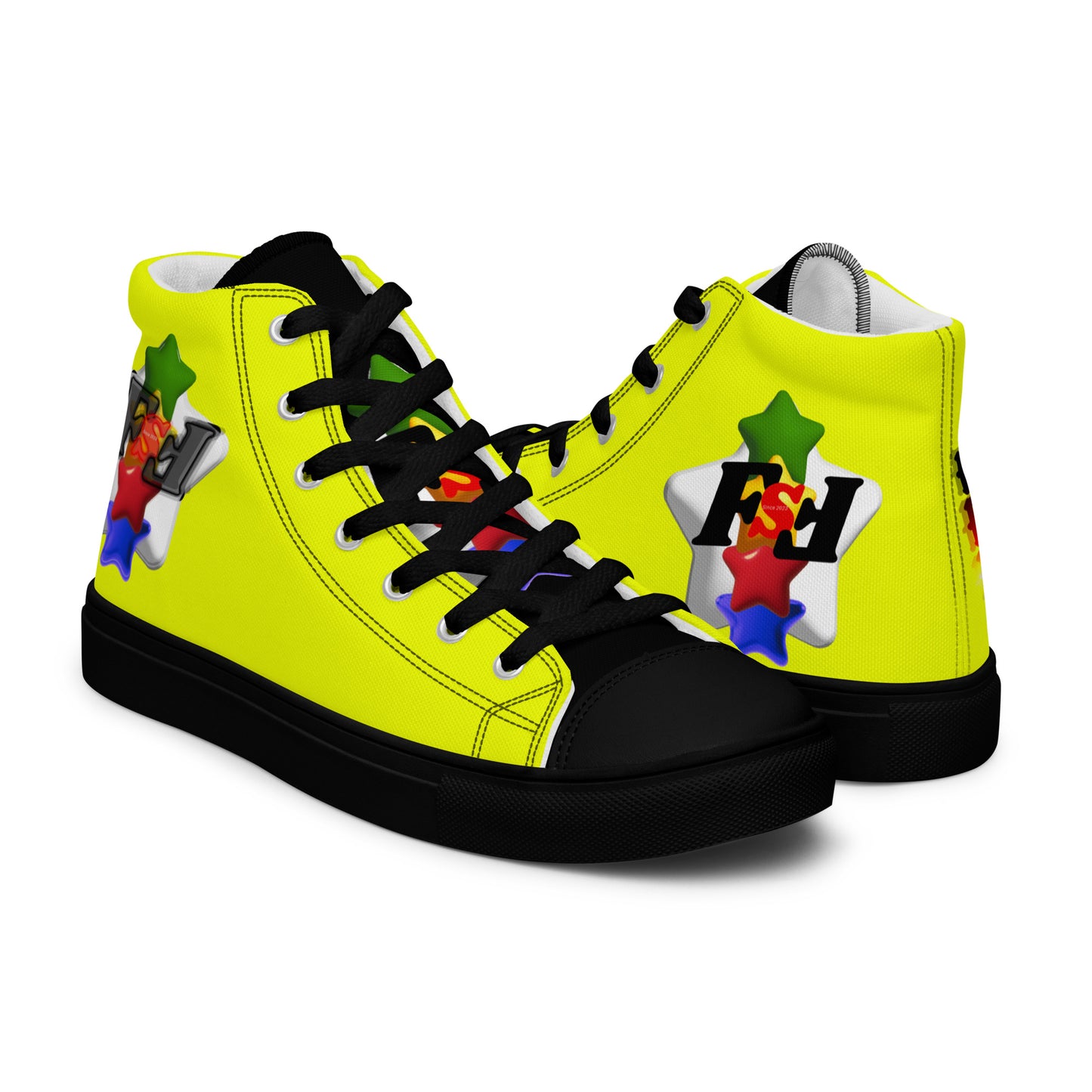 Men’s high top canvas shoes - FSF Stacked 'White Star' Yellow