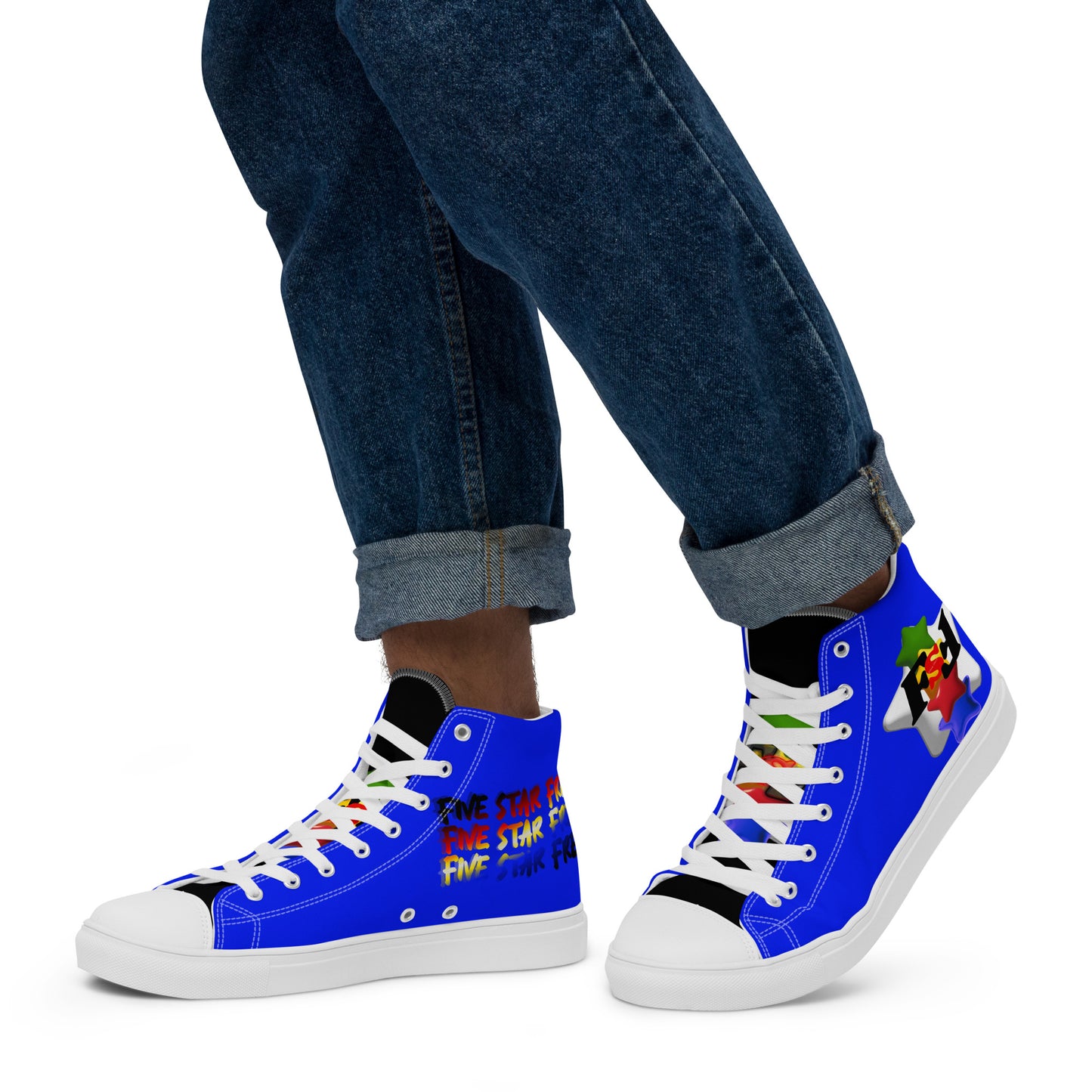 Men’s high top canvas shoes - FSF Stacked 'White Star' Blue