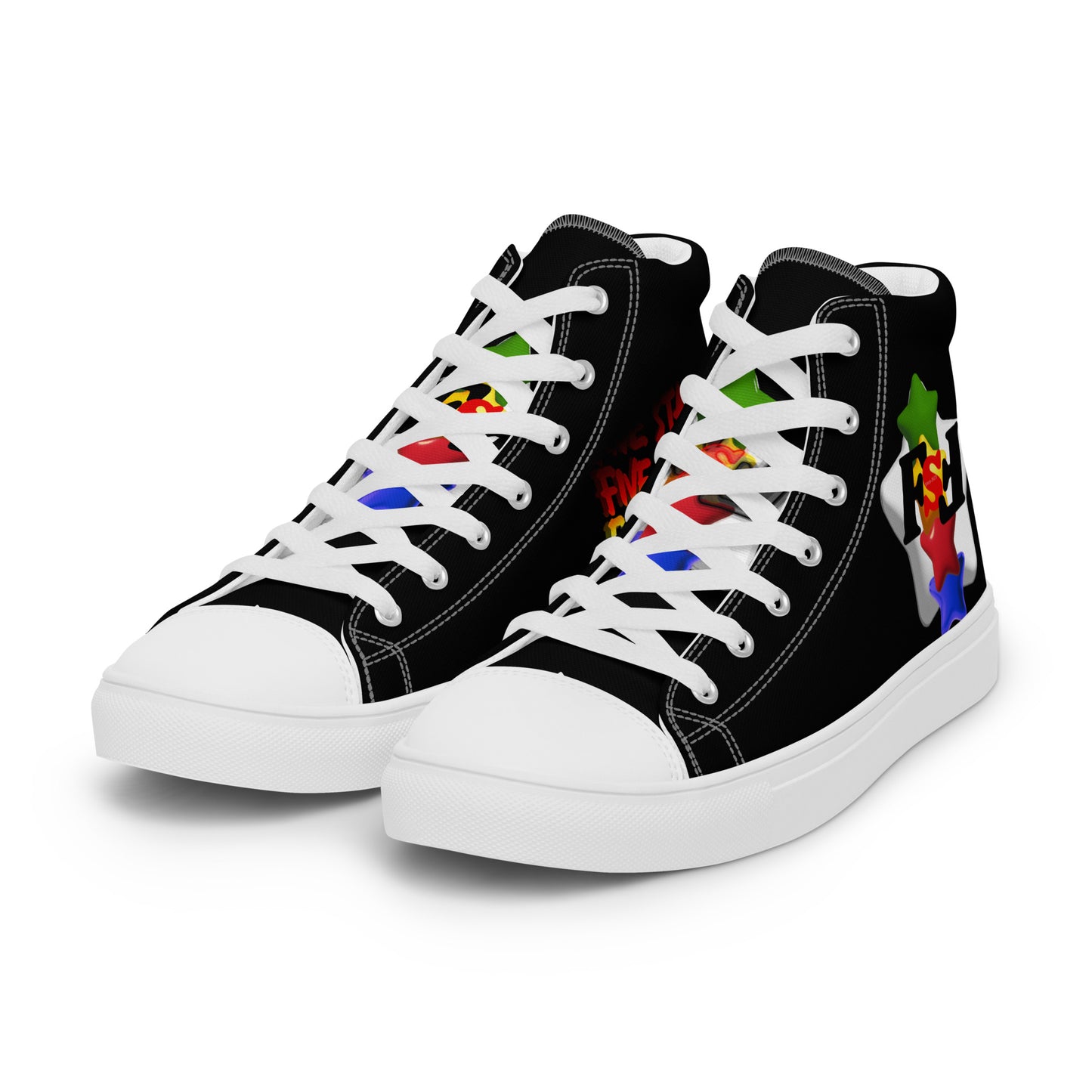 Men’s high top canvas shoes - FSF Stacked 'White Star' Black
