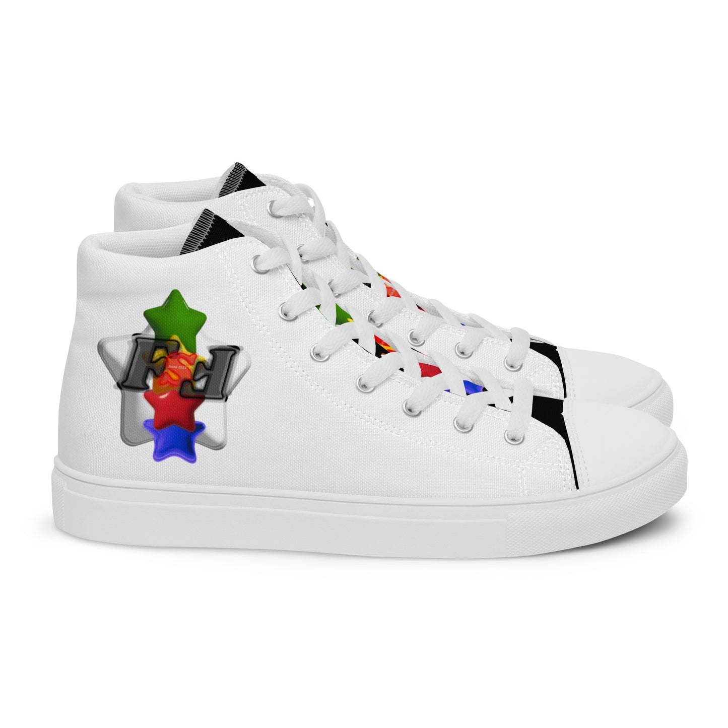 Men’s high top canvas shoes - FSF Stacked 'White Star' White