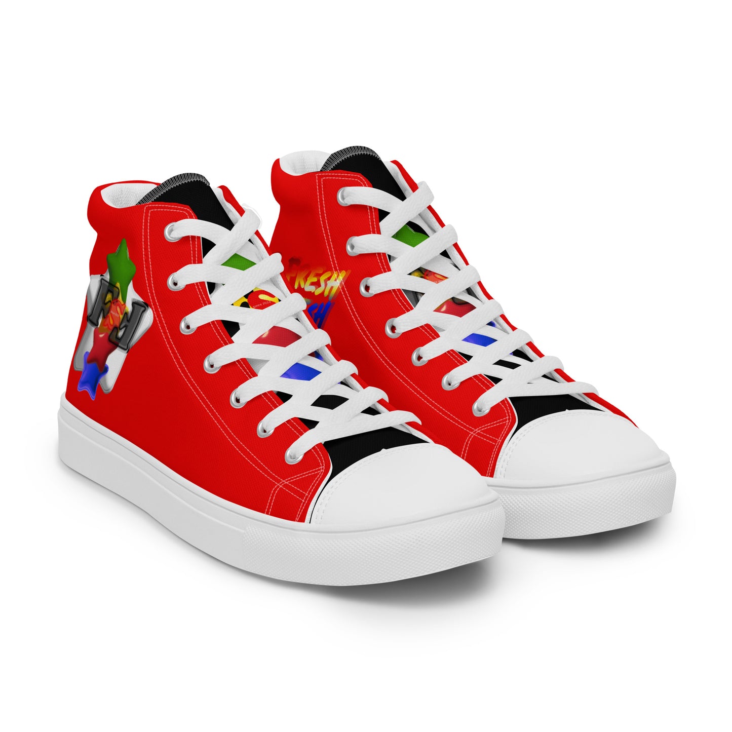 Men’s high top canvas shoes - FSF Stacked 'White Star' Red