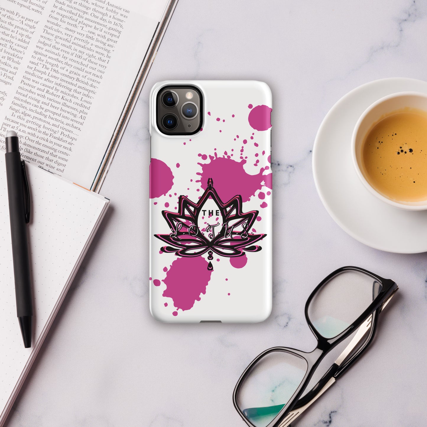 'The LOTUS' Pink Logo - White Snap case for iPhone®