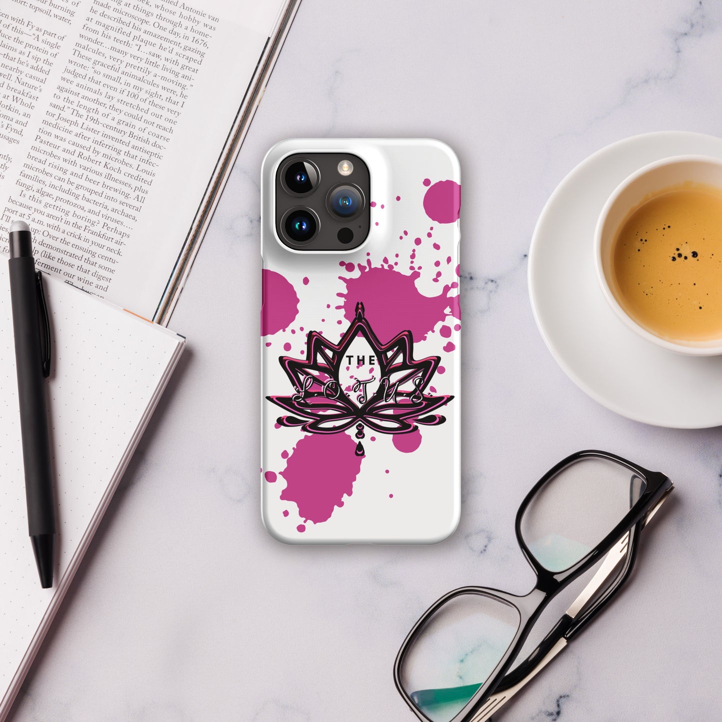 'The LOTUS' Pink Logo - White Snap case for iPhone®