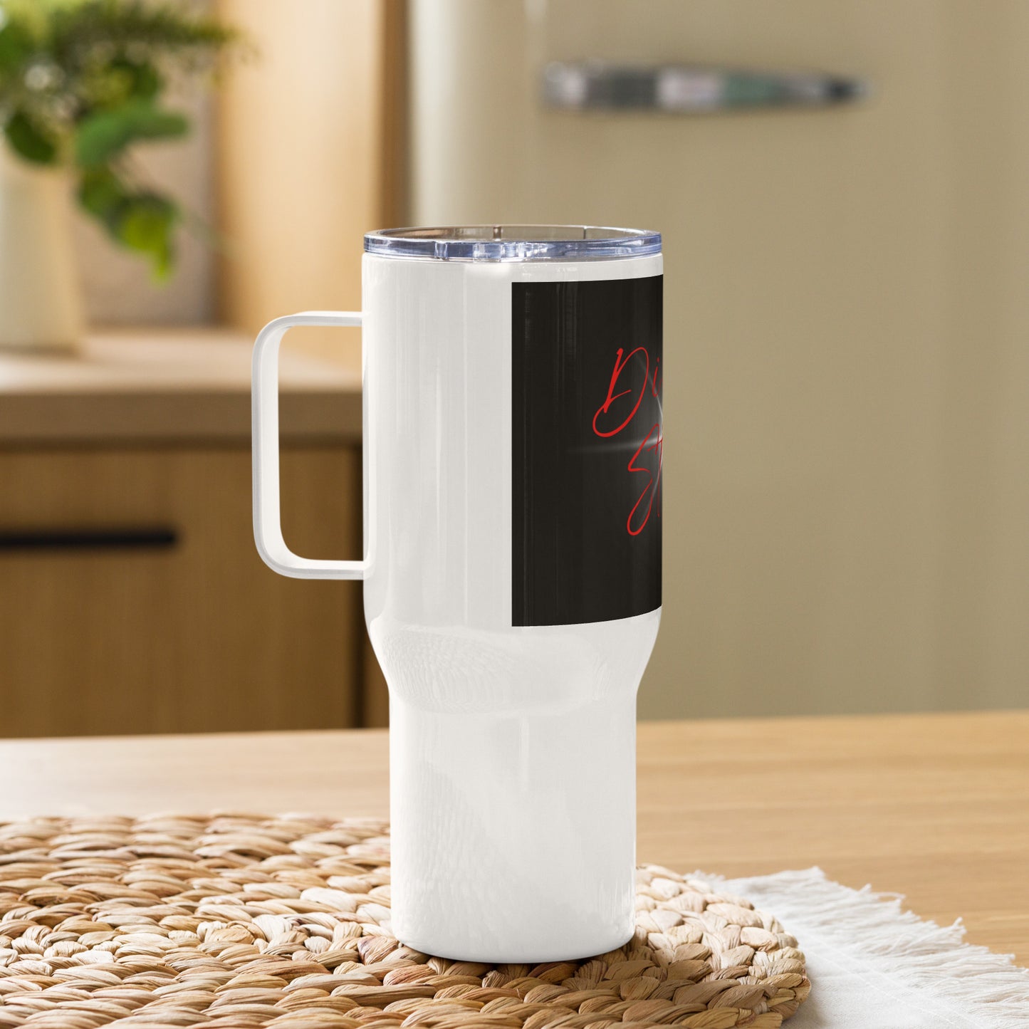 Travel mug with a handle 'Divine Stylz'