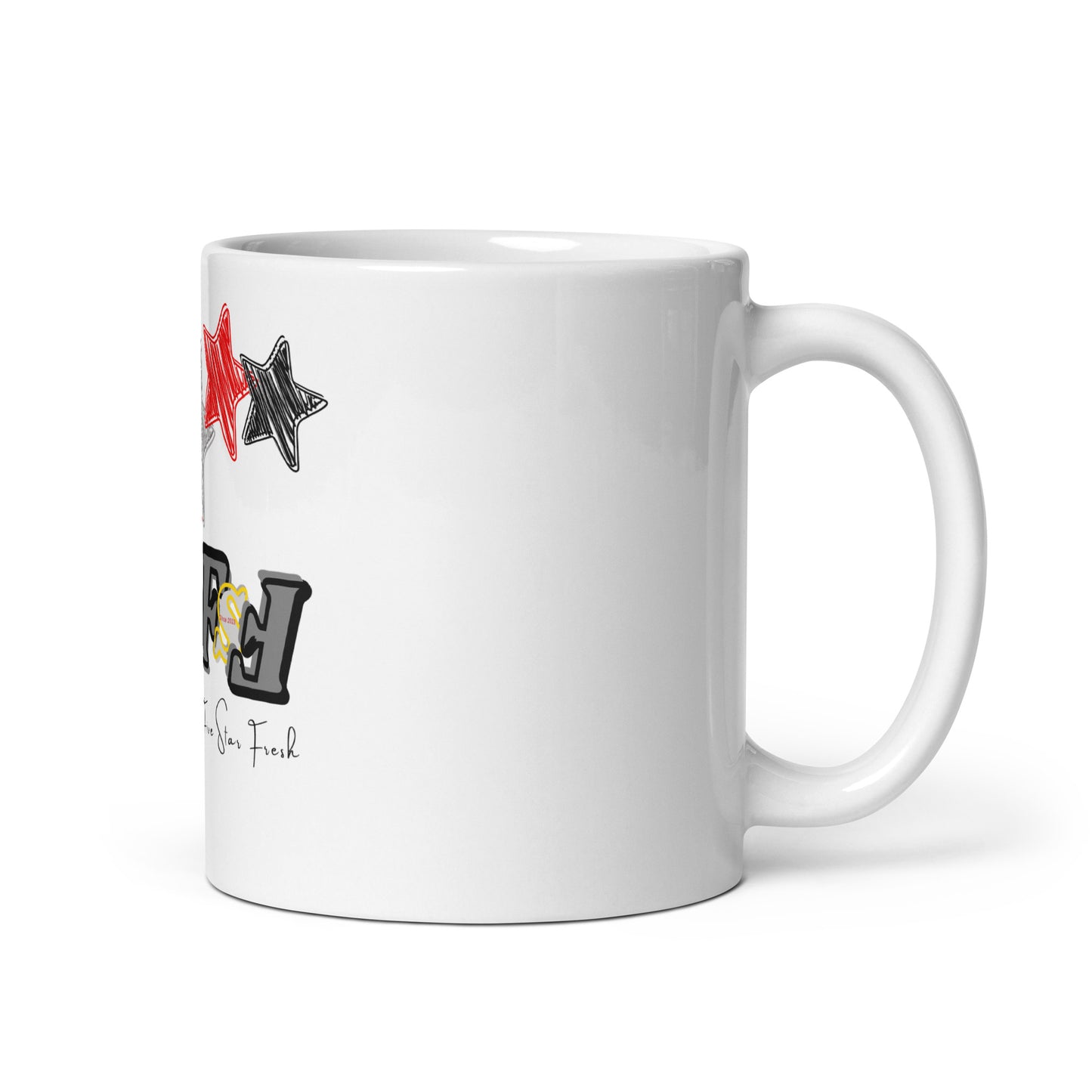 'Rising Star' Dark - Five Star Fresh White glossy mug