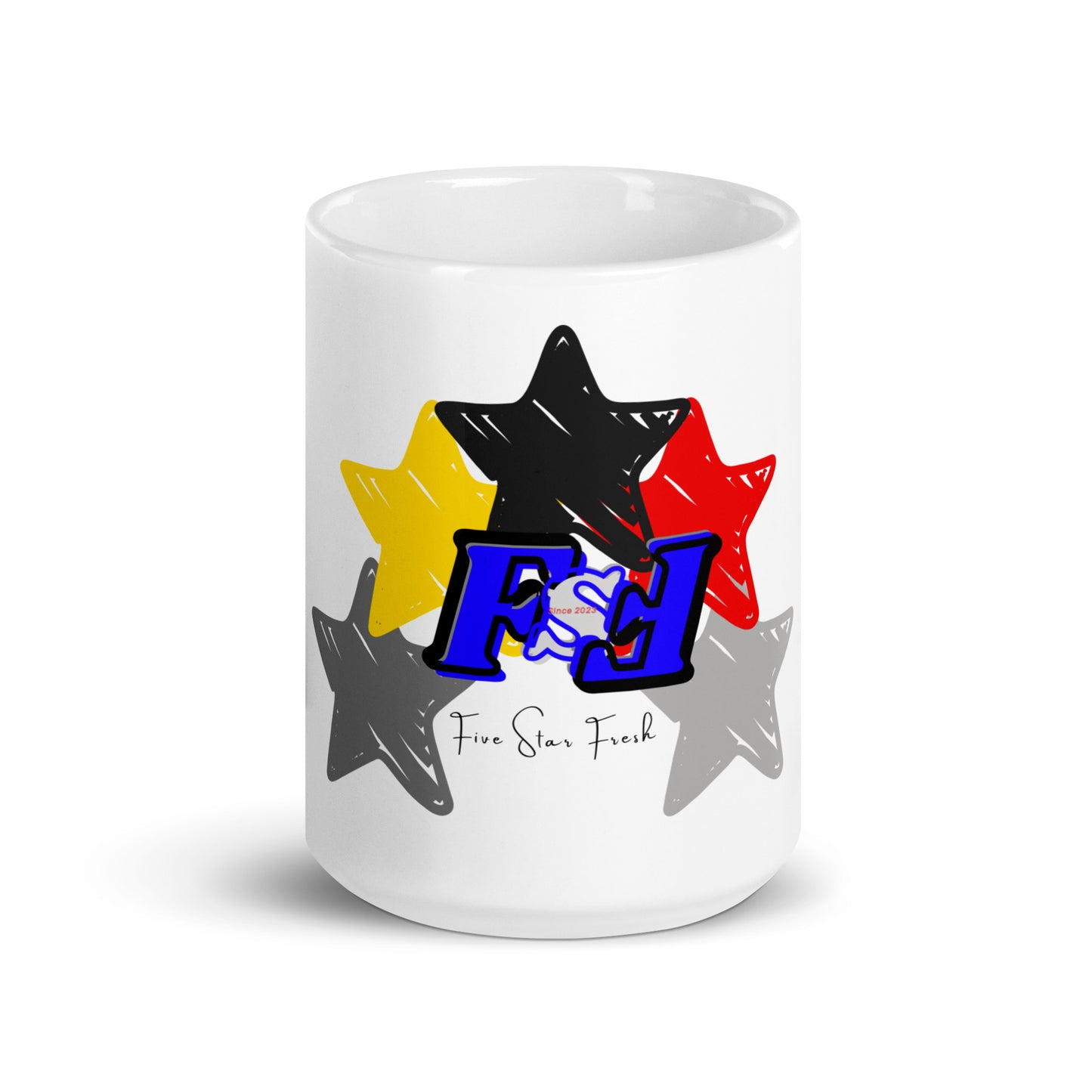 'Big Star' Dark - Five Star Fresh White glossy mug