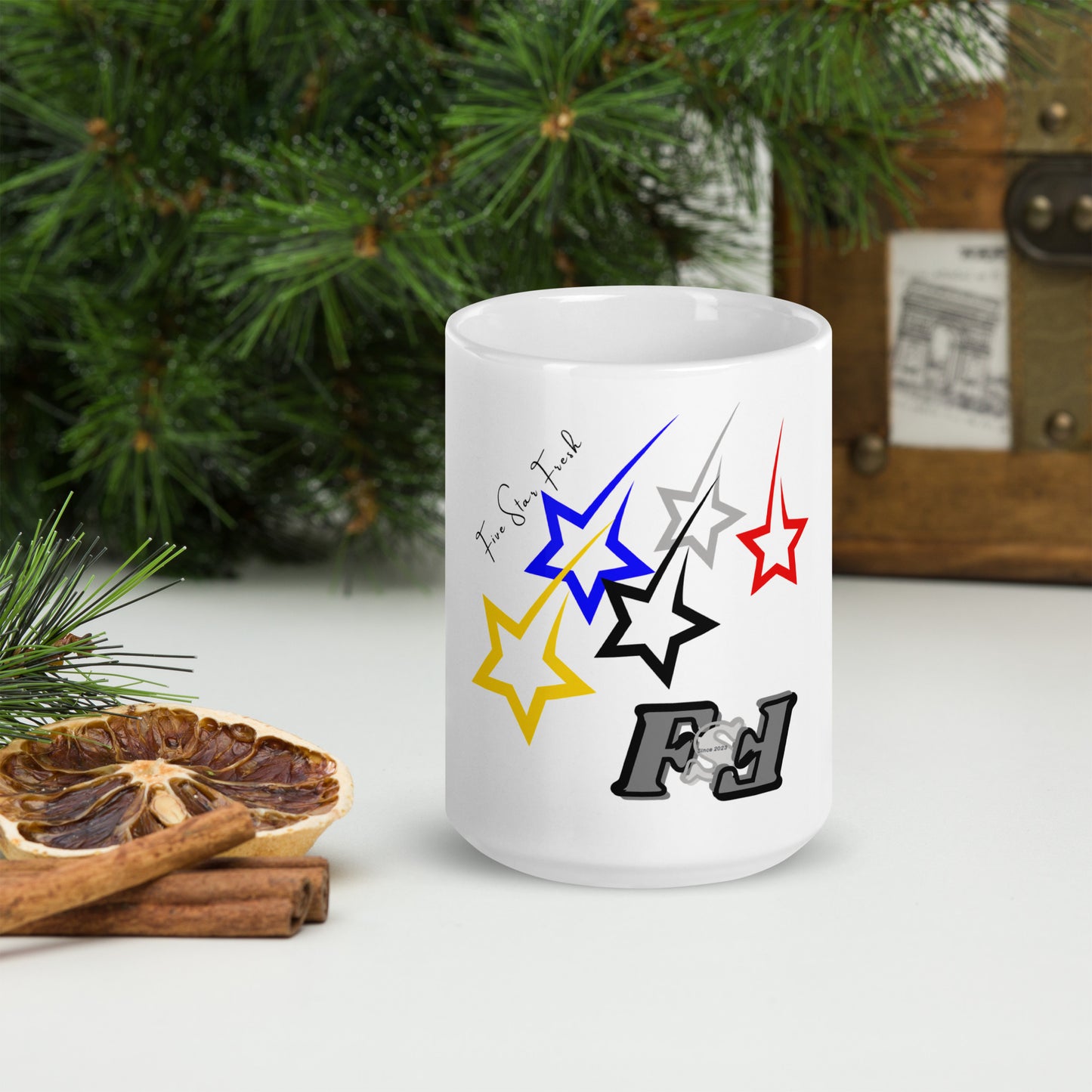 'Shooting Star' Bright - Five Star Fresh White glossy mug