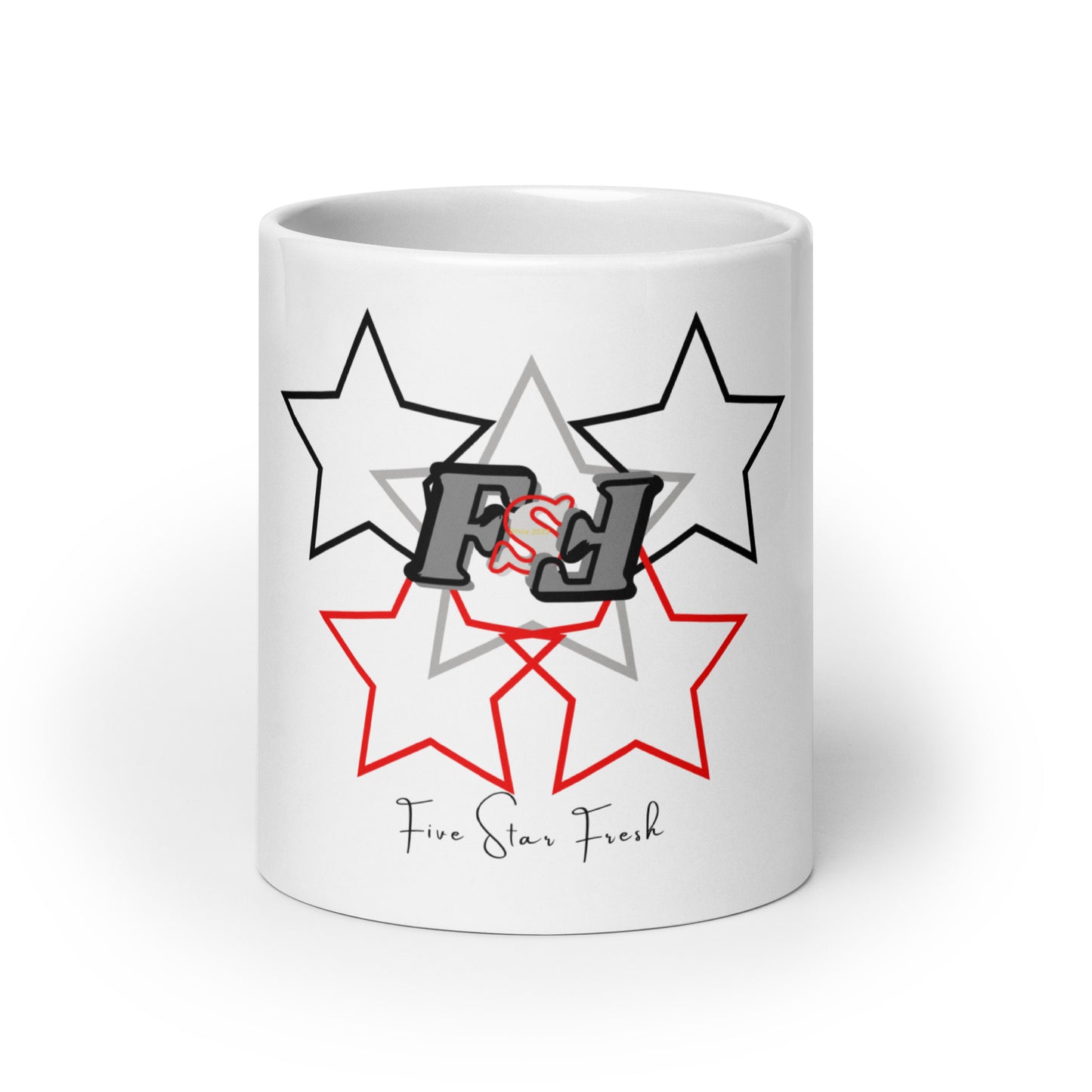 'Starz' Dark - Five Star Fresh White glossy mug
