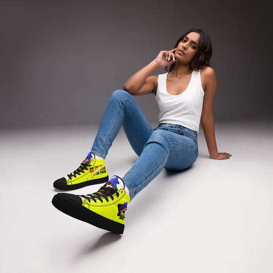 Women’s high top canvas shoes - FSF Stacked 'Black Star' Yellow