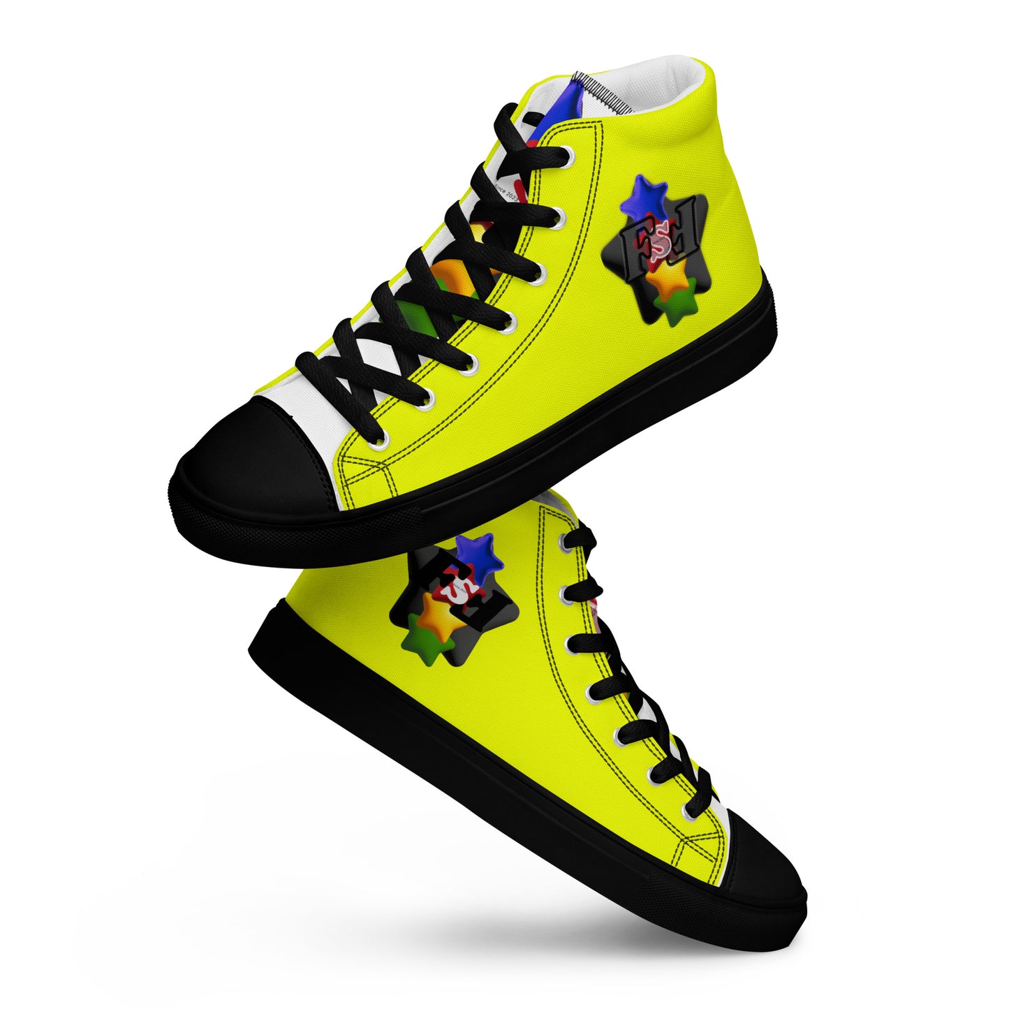 Women’s high top canvas shoes - FSF Stacked 'Black Star' Yellow
