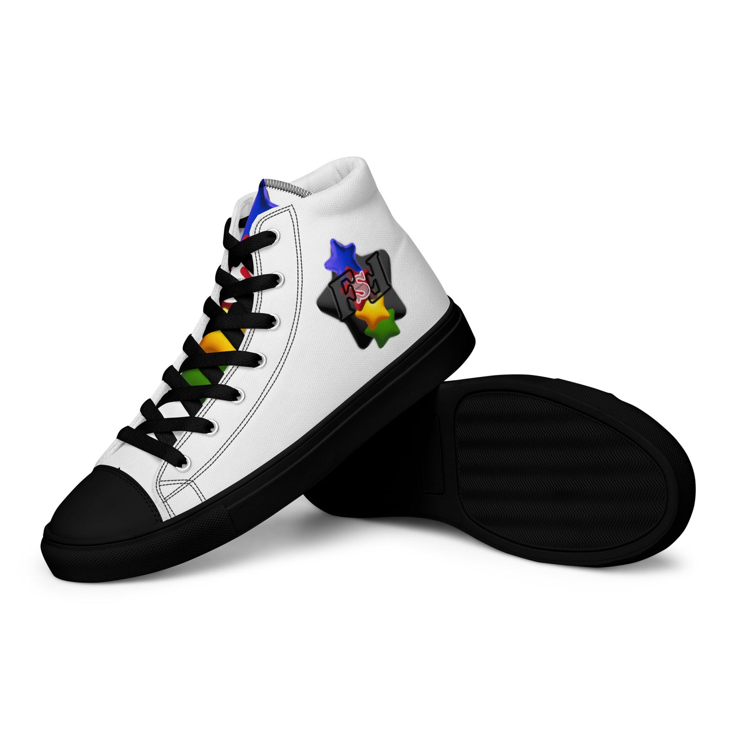 Women’s high top canvas shoes - FSF Stacked 'Black Star' White