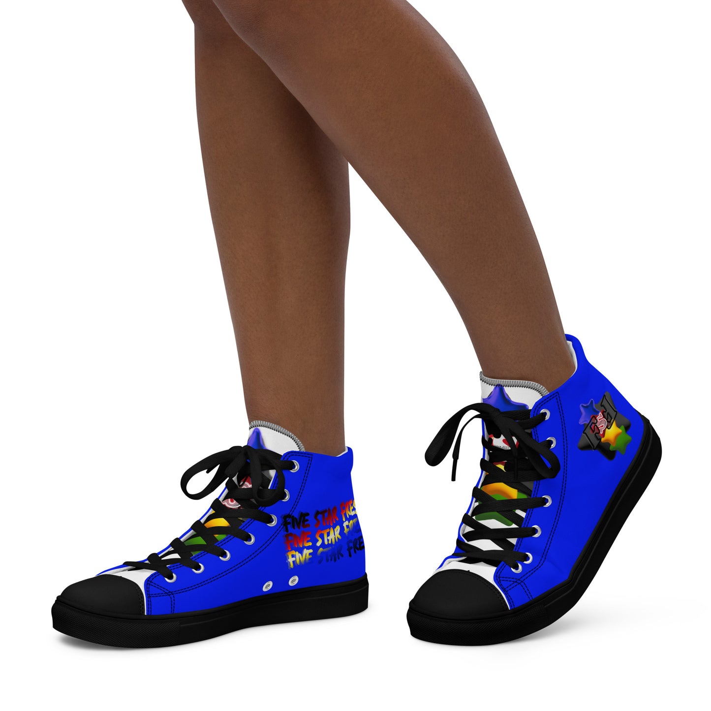 Women’s high top canvas shoes - FSF Stacked 'Black Star' Blue