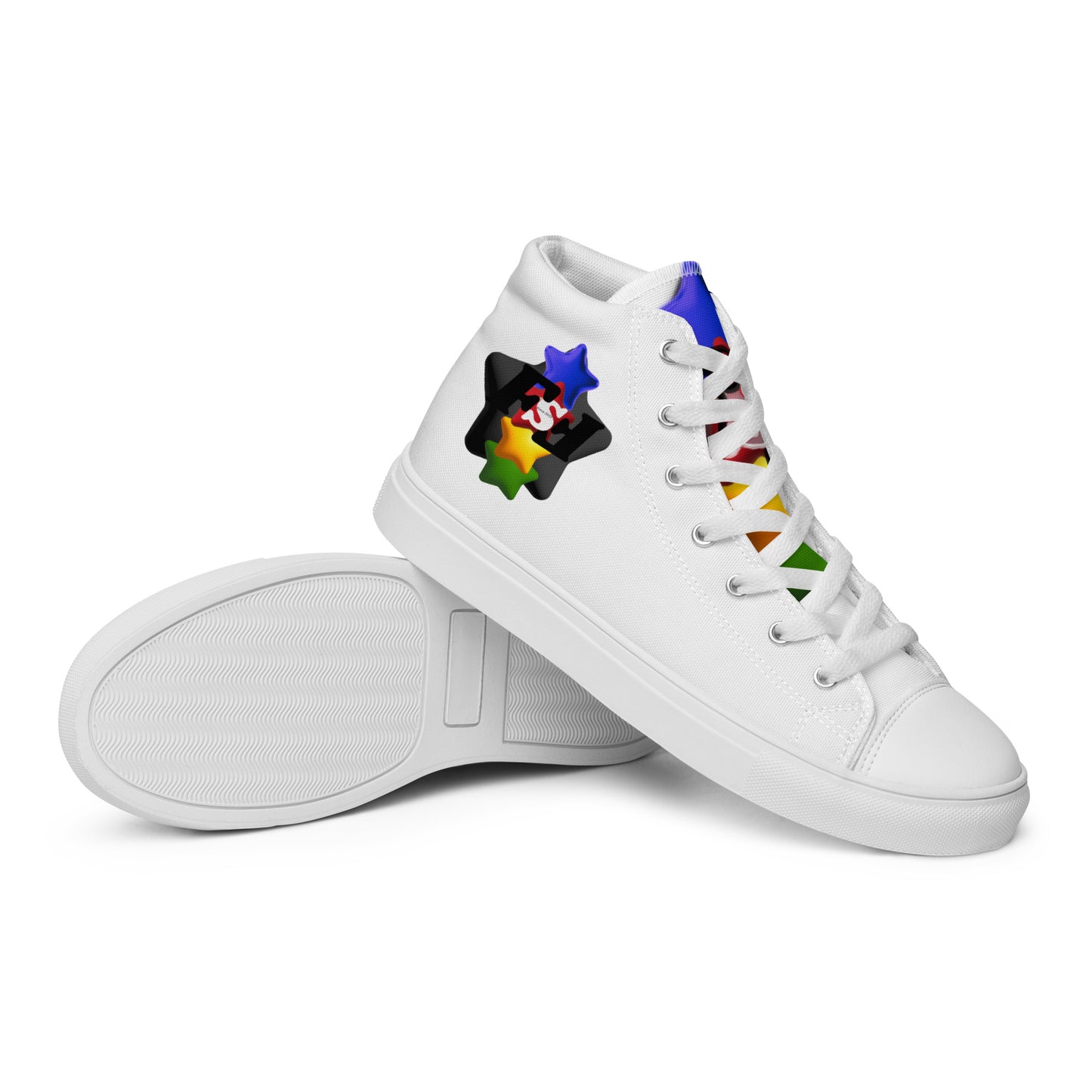 Women’s high top canvas shoes - FSF Stacked 'Black Star' White