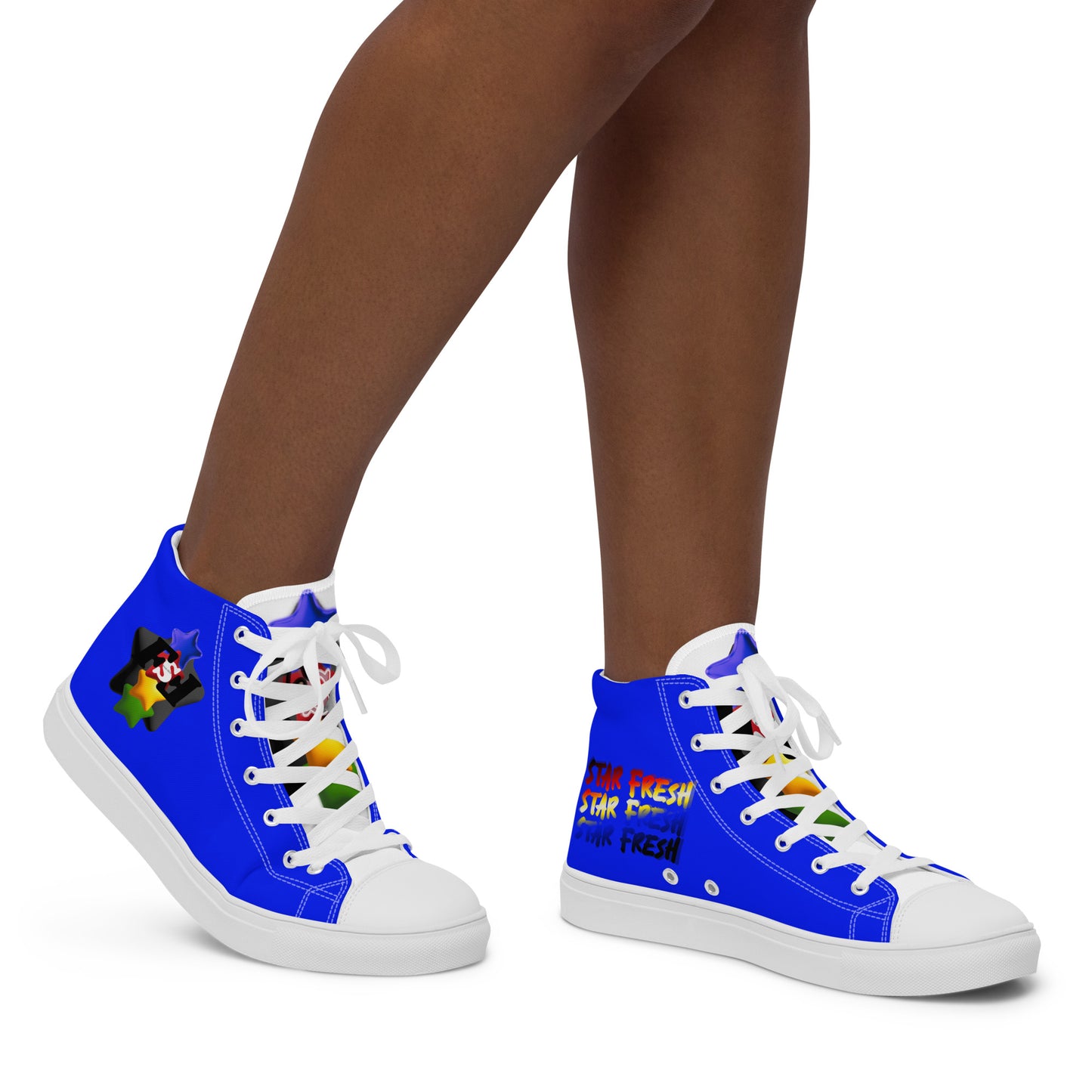 Women’s high top canvas shoes - FSF Stacked 'Black Star' Blue