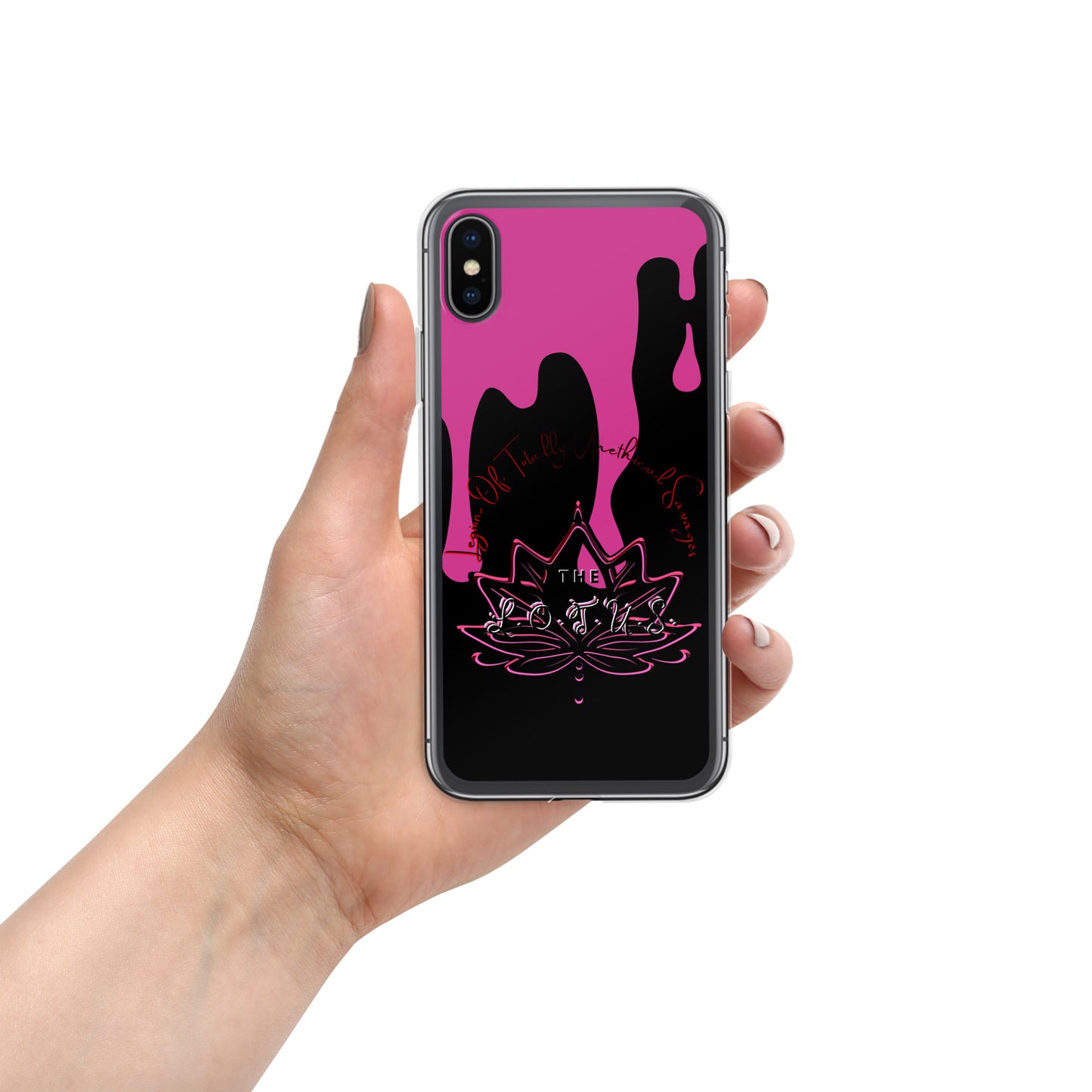 'The LOTUS' Pink Logo - Black Case for iPhone®