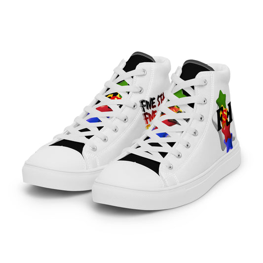 Men’s high top canvas shoes - FSF Stacked 'White Star' White
